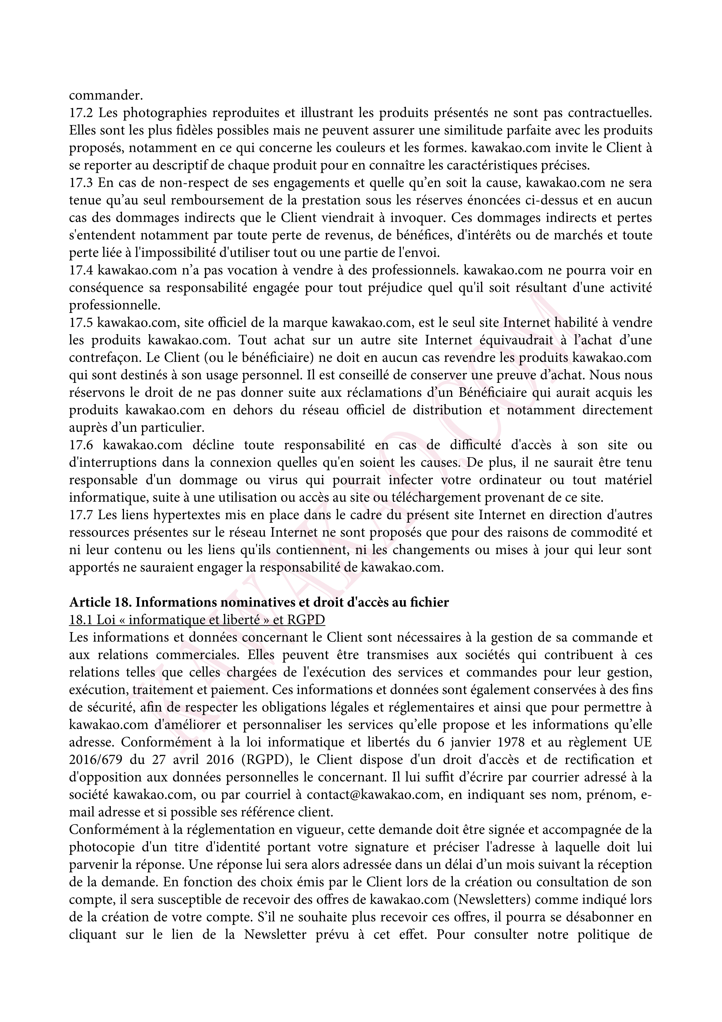 conditions générales de vente du site kawakao.com page 7