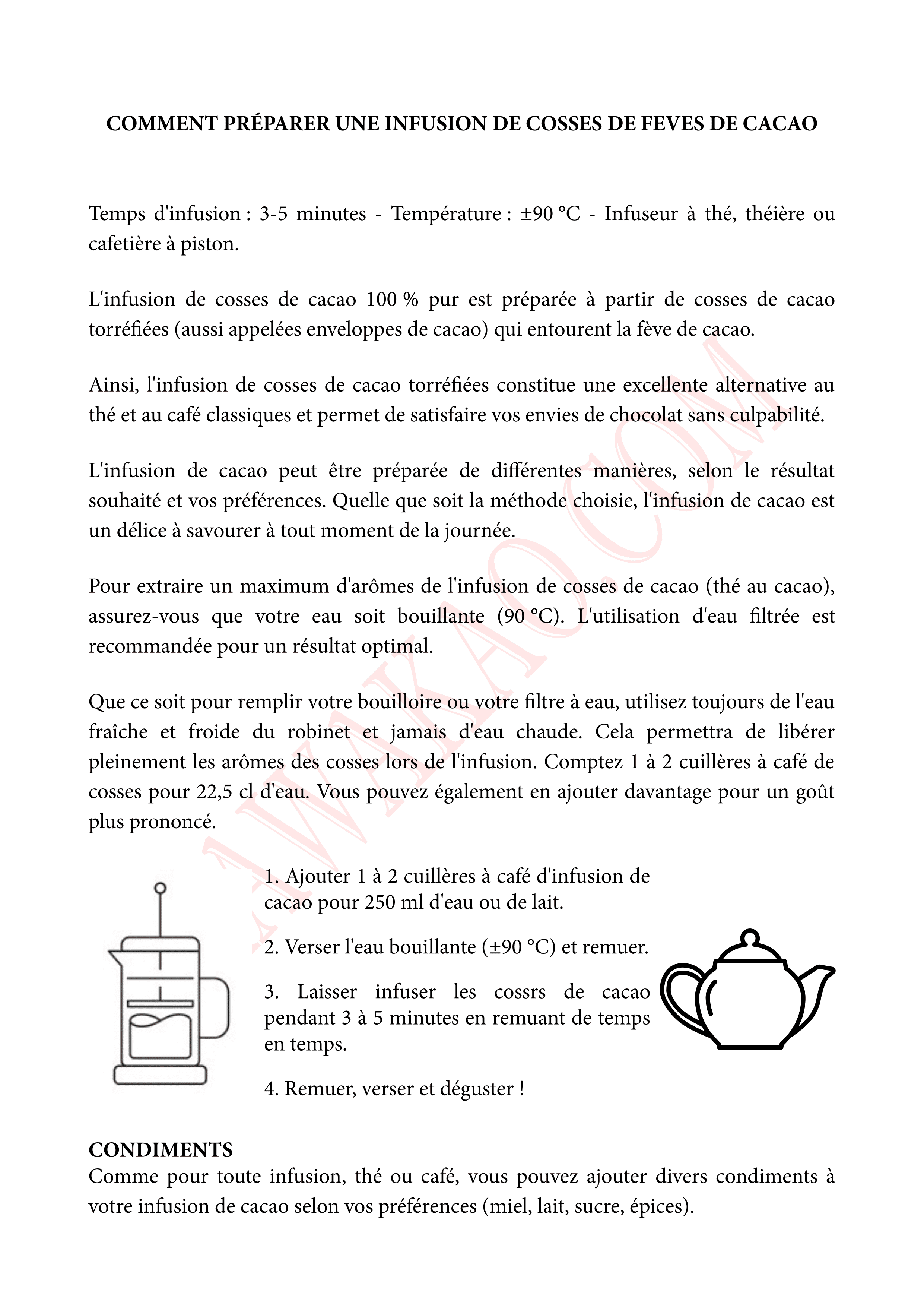 guide préparation tisane cacao page 1